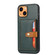 iPhone 13 mini Calfskin Color Matching Shockproof TPU + PU Case with Holder & Card Slot - Green