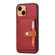iPhone 13 mini Calfskin Color Matching Shockproof TPU + PU Case with Holder & Card Slot - Red