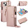 iPhone 13 mini Crossbody Ring Multifunctional Wallet Leather Phone Case - Rose Gold