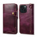 iPhone 13 mini Denior Oil Wax Cowhide Magnetic Button Genuine Leather Case - Purple