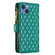 iPhone 13 mini Diamond Lattice Zipper Wallet Leather Flip Phone Case - Green