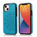 iPhone 13 mini Double Buckle Mandala Pattern PU+TPU Protective Case with Card Slots & Holder & Photo Frame - Blue