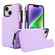 iPhone 13 mini Double Flap Zipper RFID Leather Phone Case with Short Lanyard - Light Purple