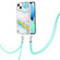 iPhone 13 mini Electroplating Marble Pattern IMD TPU Shockproof Case with Neck Lanyard - Green 004