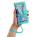 iPhone 13 mini Floral Pattern Leather Phone Case with Lanyard - Green