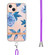 iPhone 13 mini Flowers Series TPU Phone Case with Lanyard - Blue Peony