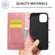 iPhone 13 mini LC.IMEEKE Strong Magnetic PU + Matte TPU Horizontal Flip Leather Case with Holder & Card Slots & Wallet - Rose Gold
