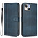 iPhone 13 mini Line Splicing Buckle Retro Leather Phone Case - Dark Blue