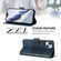 iPhone 13 mini Line Splicing Buckle Retro Leather Phone Case - Dark Blue