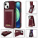 iPhone 13 mini N.BEKUS Vertical Flip Card Slot RFID Phone Case - Wine Red