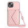 iPhone 13 mini Rhombic Texture Card Bag RFID Phone Case with Long Lanyard - Rose Gold