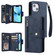 iPhone 13 mini Rivet Buckle 9 Cards Three Fold Leather Phone Case - Blue