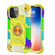 iPhone 13 mini Shockproof Silicone + PC Protective Case with Dual-Ring Holder - Colorful Yellow Green