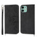 iPhone 13 mini Skin-feel Flowers Embossed Wallet Leather Phone Case - Black
