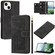iPhone 13 mini Tulips Embossed Leather Phone Case with Lanyard - Black