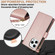 iPhone 13 mini YM016 Rhombic Zipper Card Wallet Leather Phone Case with Lanyard - Rose Gold