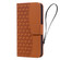 iPhone 12 Pro Max Business Diamond Buckle Leather Phone Case with Lanyard - Brown