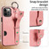 iPhone 12 Pro Max Calf Texture Wrist Card Slot Ring Phone Case - Pink
