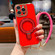 iPhone 12 Pro Max Charm Eye Electroplating Metal Holder Phone Case with Lanyard - Red