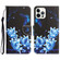 iPhone 12 Pro Max Colored Drawing Leather Phone Case - Blue Butterfly