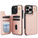 iPhone 12 Pro Max Crossbody Dual-Buckle Wallet Back Leather Phone Case - Rose Gold