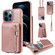 iPhone 12 Pro Max Crossbody Lanyard Zipper Wallet Leather Phone Case - Rose Gold
