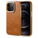 iPhone 12 Pro Max Denior Cowhide Leather Plating Phone Case - Khaki
