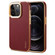 iPhone 12 Pro Max Denior Cowhide Leather Plating Phone Case - Red