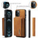 iPhone 12 Pro Max DG.MING M1 Series 3-Fold Multi Card Wallet + Magnetic Back Cover Shockproof Case with Holder Function - Brown
