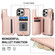 iPhone 12 Pro Max Double Flap Zipper RFID Leather Phone Case with Short Lanyard - Rose Gold