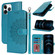 iPhone 12 Pro Max Double Fold Printed Embossing Leather Phone Case - Blue
