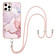 iPhone 12 Pro Max Electroplating Marble Pattern IMD TPU Shockproof Case with Neck Lanyard - Rose Gold 005