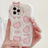 iPhone 12 Pro Max Embroidered Plush TPU Phone Case - Beige Pink Heart