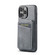 iPhone 12 Pro Max Fierre Shann Cowhide Vertical Flip Magnetic Card Holder Phone Case - Grey