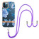 iPhone 12 Pro Max Flowers Series TPU Phone Case with Lanyard - Blue Peony