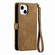 iPhone 12 Pro Max Geometric Zipper Wallet Side Buckle Leather Phone Case - Brown
