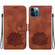 iPhone 12 Pro Max Lotus Embossed Leather Phone Case - Brown
