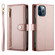 iPhone 12 Pro Max Nine Card-slot Zipper Wallet Bag Leather Phone Case - Pink
