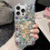 iPhone 12 Pro Max Plum Blossom Handmade Diamond Inlay PC Phone Case - White