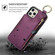 iPhone 12 Pro Max RFlD Anti-theft Double Buckle Ring Zipper Card Phone Case - Dark Purple