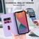 iPhone 12 Pro Max Rhombic MagSafe RFID Anti-Theft Wallet Leather Phone Case - Purple