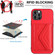 iPhone 12 Pro Max Rhombic Texture Card Bag RFID Phone Case with Long Lanyard - Red