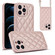 iPhone 12 Pro Max Rhombic Texture Phone Case with Dual Lanyard - Rose Gold