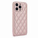 iPhone 12 Pro Max Rhombic Texture Phone Case with Dual Lanyard - Rose Gold