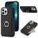 iPhone 12 Pro Max Ring Card Litchi Leather Back Phone Case - Black