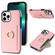 iPhone 12 Pro Max Ring Card Litchi Leather Back Phone Case - Pink