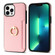 iPhone 12 Pro Max Ring Card Litchi Leather Back Phone Case - Pink