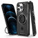 iPhone 12 Pro Max Ring Holder Carbon Fiber PC Hybrid TPU Phone Case - Black