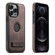 iPhone 12 Pro Max Suteni G2 Holder Denim Leather Back MagSafe Phone Case - Brown