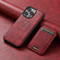 iPhone 12 Pro Max Suteni H15 MagSafe Oil Eax Leather Detachable Wallet Back Phone Case - Red